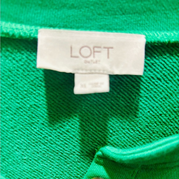 LOFT Vibrant Green Henley Sweatshirt - Picture 4 of 6